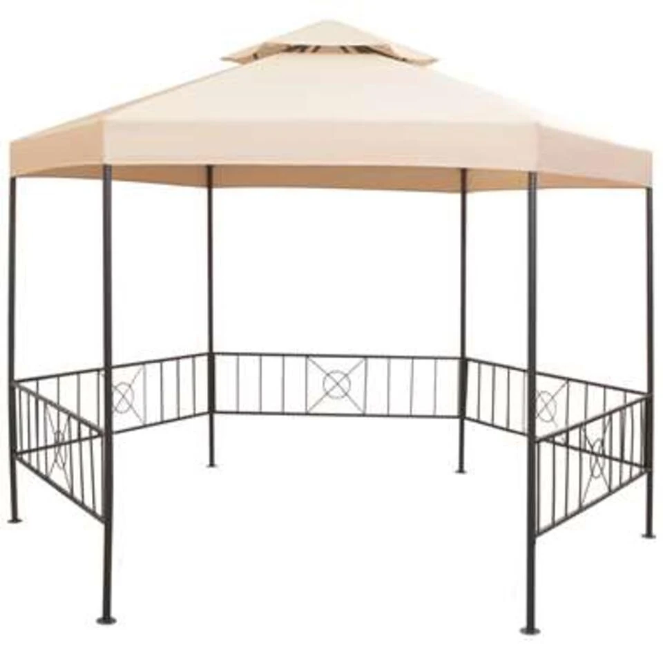 VidaXL Tuinprieel 323x265 Cm Hexagonaal Beige