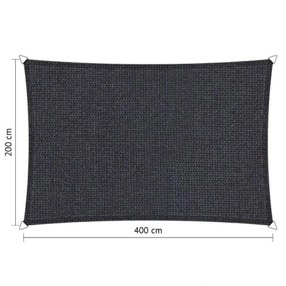 Shadow Comfort Rechthoek 2x4m DuoColor Carbon Black Metset