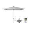 Platinum Riva Stokparasol 2.5x2.5 - Light Grey Met Voet En Hoes