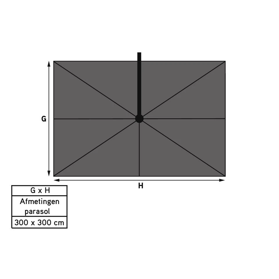 Platinum Challenger T1 Zweefparasol Premium 3x3 M. - Havana Taupe - Afbeelding 4