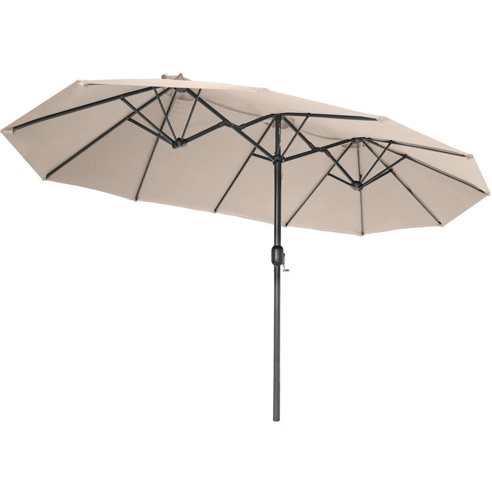 Tectake - Dubbele Parasol Silia - Terrasparasol - Beige - Afbeelding 2