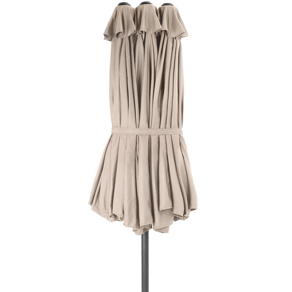 Tectake - Dubbele Parasol Silia - Terrasparasol - Beige - Afbeelding 3