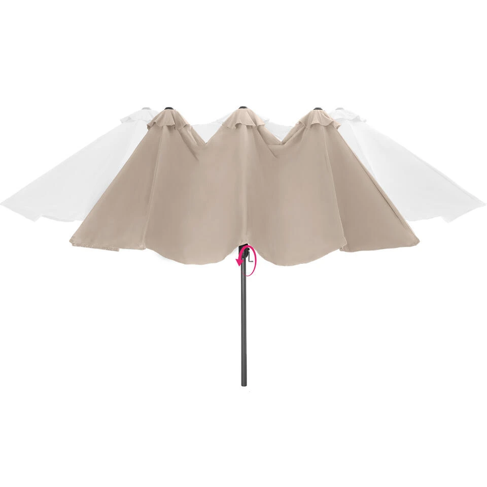 Tectake - Dubbele Parasol Silia - Terrasparasol - Beige - Afbeelding 4