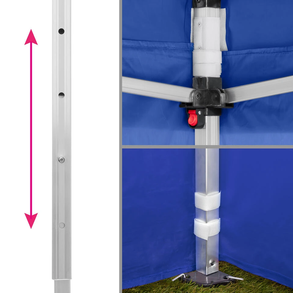 Tectake - Partytent 3x3 M. Opvouwbaar -4 Wanden- Blauw - Afbeelding 4