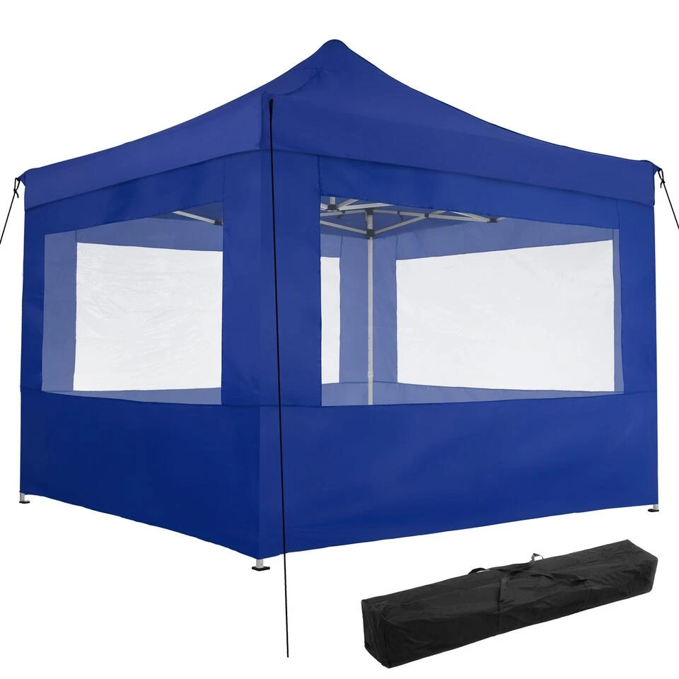 Tectake - Partytent 3x3 M. Opvouwbaar -4 Wanden- Blauw