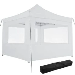 Tectake - Partytent 3x3 M. Opvouwbaar - 4 Wanden - Wit