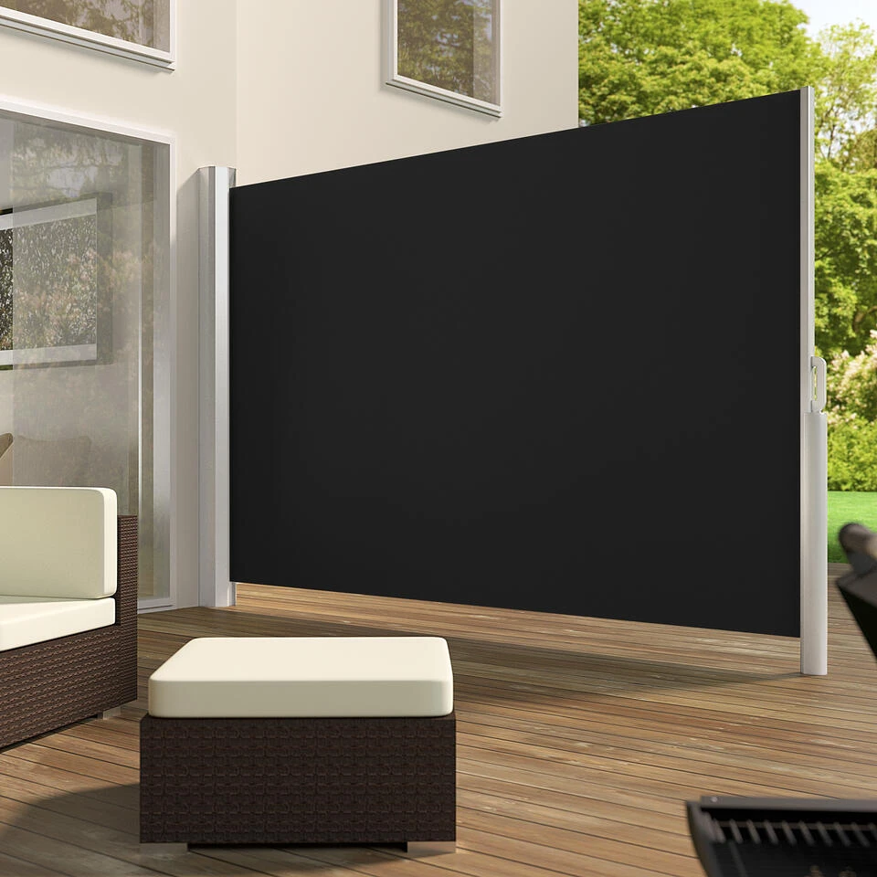 Tectake - Uittrekbaar Aluminium Windscherm Tuinscherm 200 X 300 Cm Zwart - Afbeelding 2