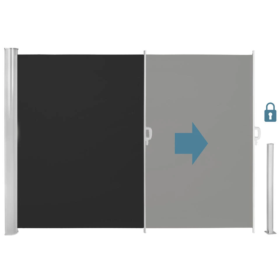 Tectake - Uittrekbaar Aluminium Windscherm Tuinscherm 200 X 300 Cm Zwart - Afbeelding 3