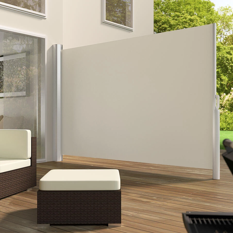 Tectake - Uittrekbaar Aluminium Windscherm Tuinscherm 200 X 300 Cm Beige - Afbeelding 2
