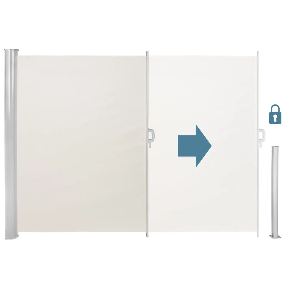 Tectake - Uittrekbaar Aluminium Windscherm Tuinscherm 200 X 300 Cm Beige - Afbeelding 3