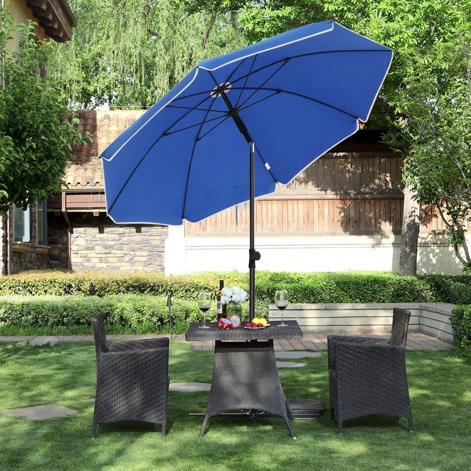 ACAZA Stokparasol - Ø 160 Cm - Achthoekig - Kantelbaar - Met Draagtas - Blauw - Afbeelding 2
