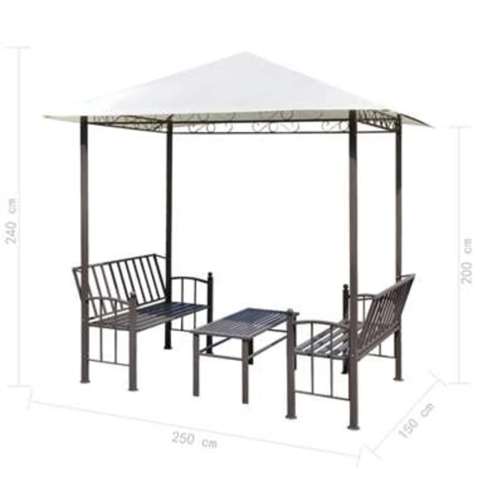 VidaXL Tuinpaviljoen Met Tafel En Bankjes 2,5x1,5x2,4 M - Afbeelding 4