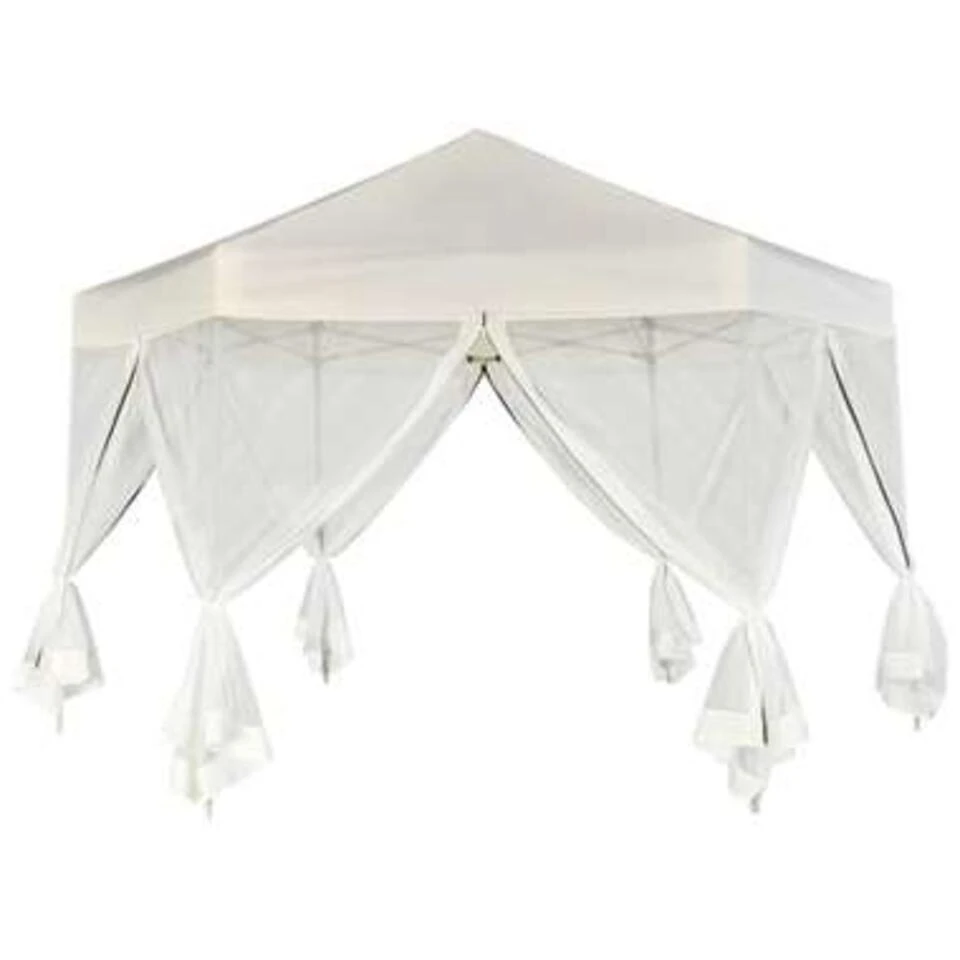 VidaXL Partytent Pop-up Zeshoekig Met 6 Zijwanden 3,6x3,1 M Crèmewit - Afbeelding 4
