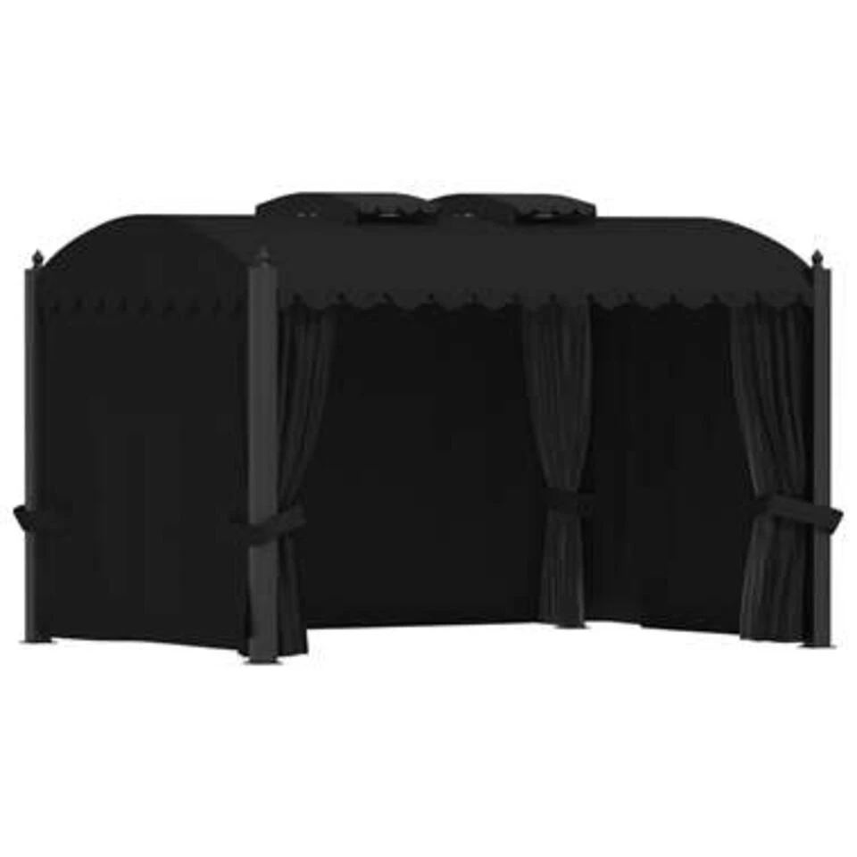 VidaXL Prieel Met Gordijnen 3x4 M Staal Antraciet - Afbeelding 4