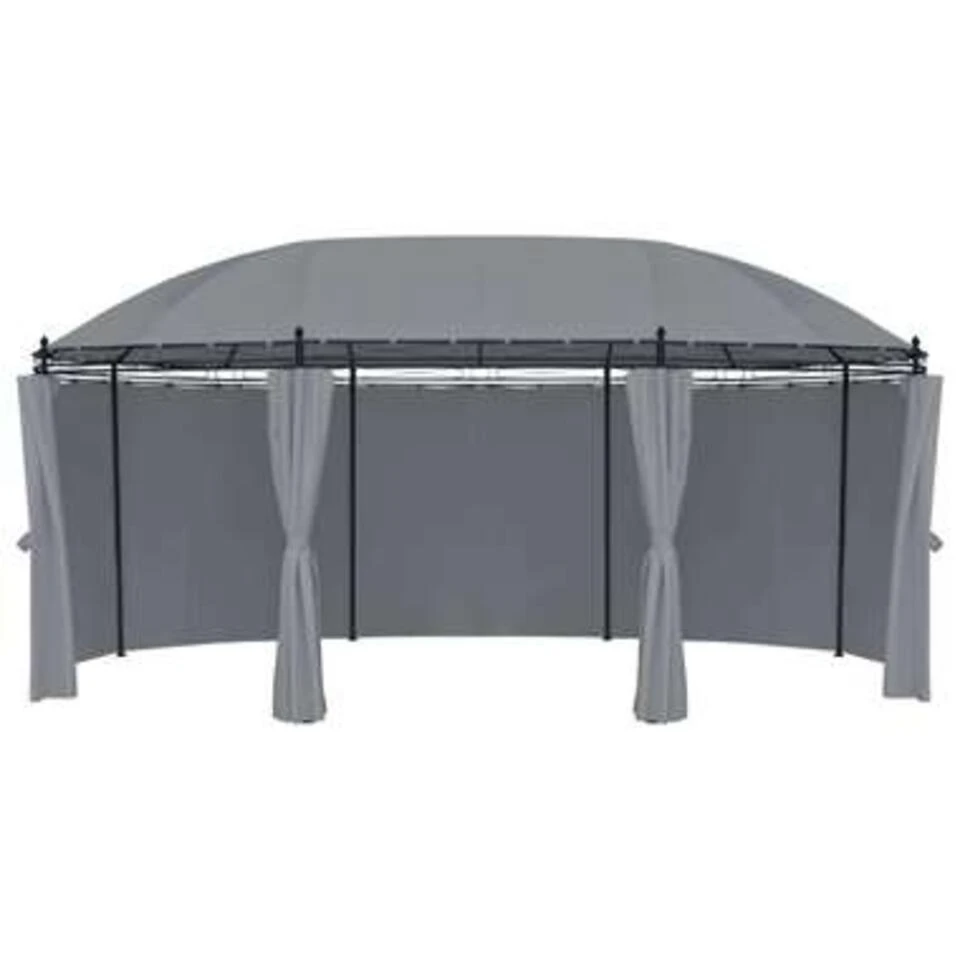 VidaXL Prieel Met Gordijnen 520x349x255 Cm Antracietkleurig - Afbeelding 3