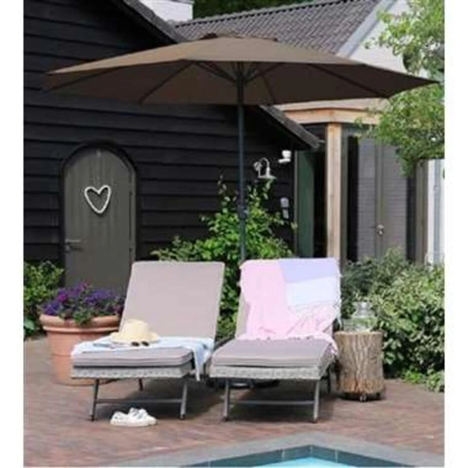 PimXL Luxe 8-ribs Parasol - Ø300cm - Taupe - Afbeelding 2