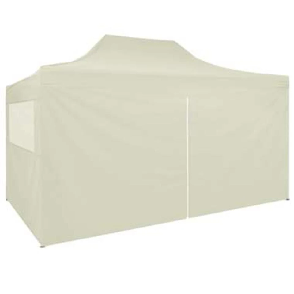 VidaXL Partytent Met 4 Zijwanden Inklapbaar 3x4 M Staal Crème - Afbeelding 3