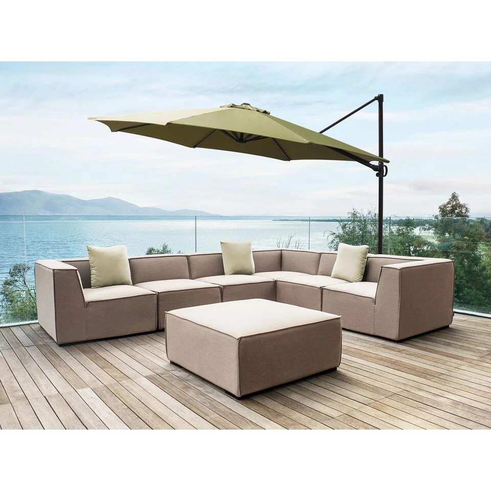 Beliani Cantilever Parasol SAVONA II - Groen Polyester - Afbeelding 2